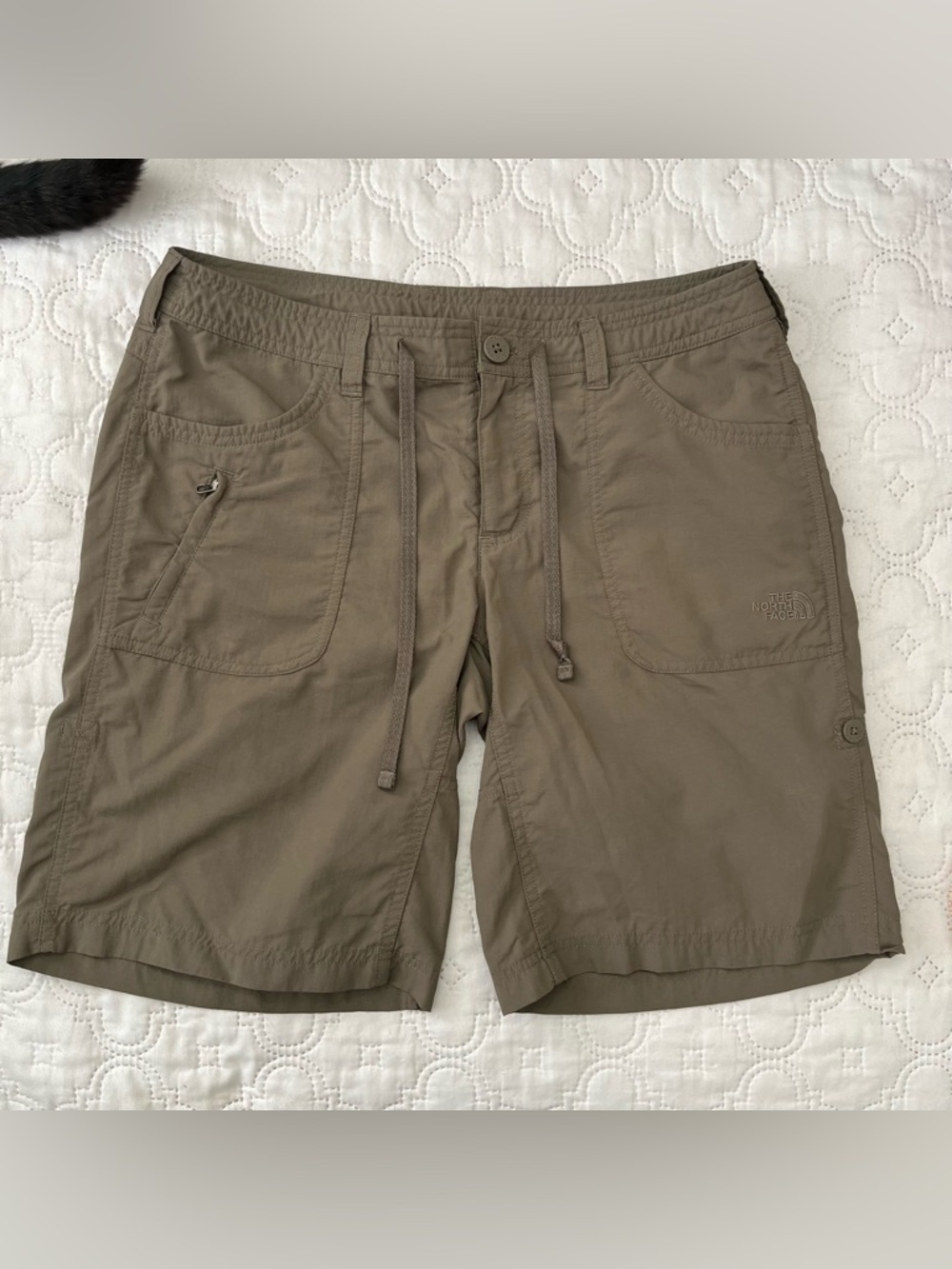 The North Face Horizon II Hiking Shorts Tan Brown Women's 8 MISSING BUTTON